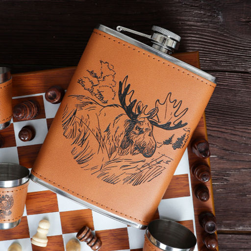 Фляжка 200 мл с шахматами + 4 стопки 25 мл, воронка / FL-190 /уп 20/ - Галеонтрейд фото 11