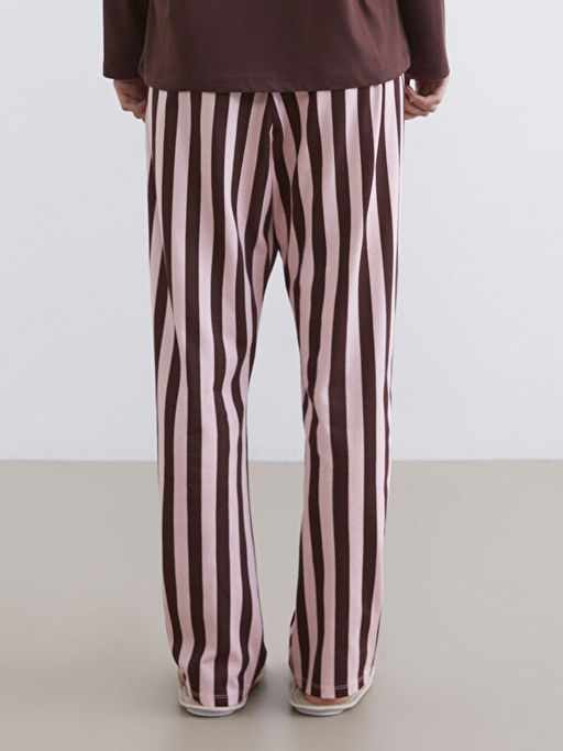 Beli Lastikli ?izgili Kad?n Pijama Alt