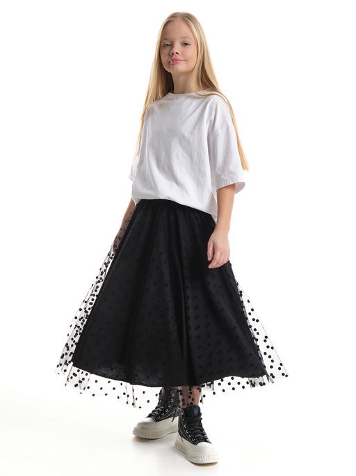 Юбка пачка длинная из фатина 22-7608 черный/зол. звезды - Mini maxi фото 44