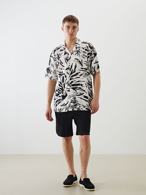 Regular Fit K?sa Kollu Desenli Viskon Erkek G?mlek