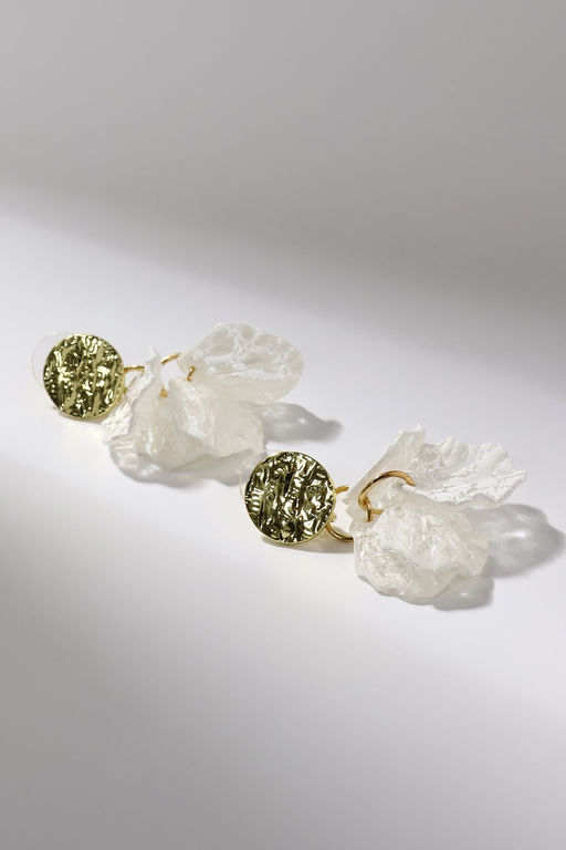 Серьги ассорти «Ветер», бабочка, малые, белые в золоте