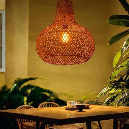 Светильник потолочный из ротанга «Эрик», 1×120 Вт, Е27, 40×40×43 см