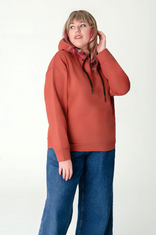 Арт. 15115 Худи женское с капюшоном 46-54 (5 шт) Цвет:терракотовый - Калинка фото 9