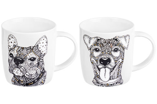 Набор 2 кружек 380 мл 12,5*9*9,3 см "Собаки" NEW BONE CHINA