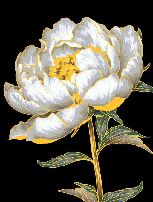 ФРЕЯ PNB/PMB-307 Набор для раскрашивания по номерам ( эффект черного холста ) ( с краской-металлик ) 40 х 30 см Золотой пион