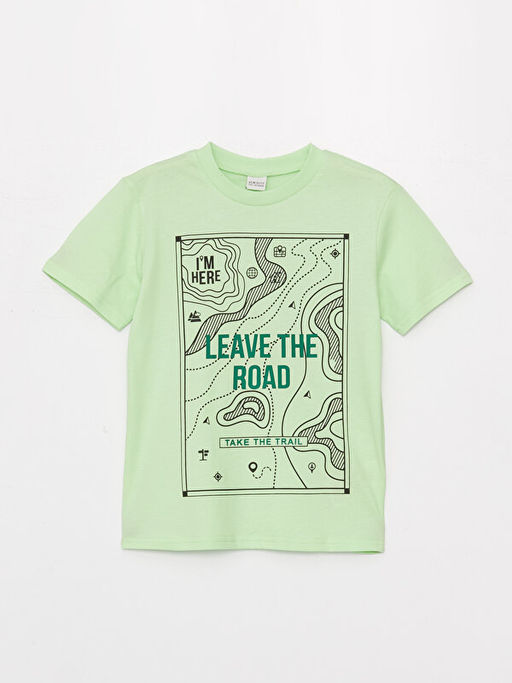 Bisiklet Yaka Bask?l? K?sa Kollu Erkek ?ocuk Ti??rt