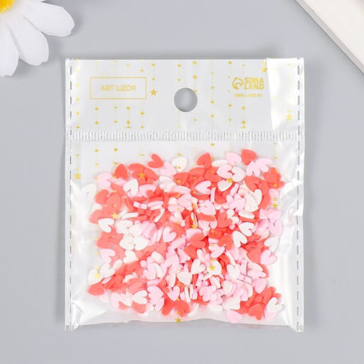 Декор для творчества пластик "Сердечки" 10 гр 0,5х0,5 см