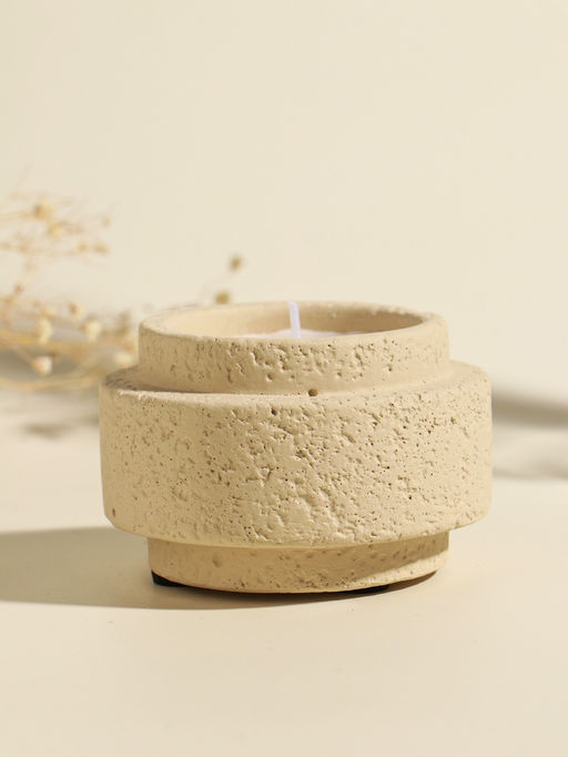 Свеча в вулканическом подсвечнике "Цилиндры" белая 8,1х8,1х5,4 см