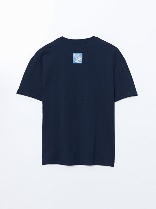 Bisiklet Yaka K?sa Kollu Bask?l? Penye Erkek Ti??rt