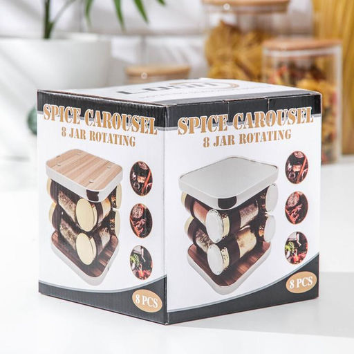 Набор для специй из стекла на подставке «Модерн», 17.5×8×18 см, 90 мл, 4×9.5 см, 8 шт.