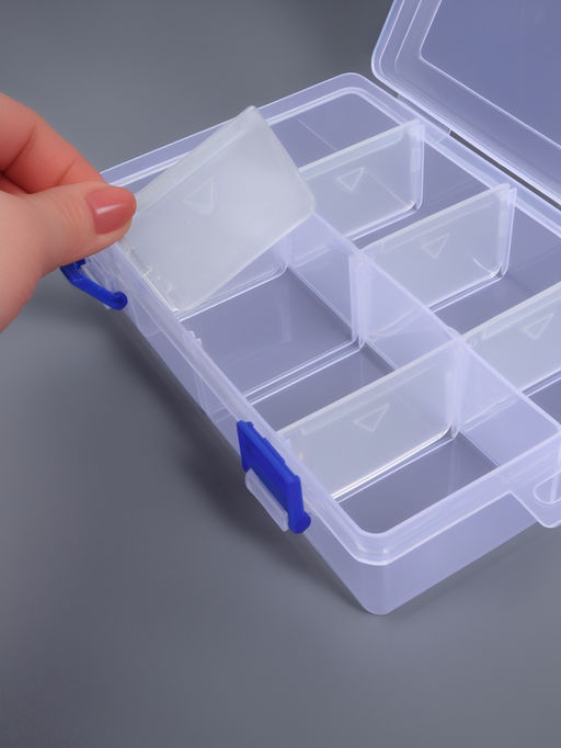 Органайзер для хранения мелочей, с подвесом, передвижные перегородки, 8 секций, 20×13.5×4.5 см, прозрачный