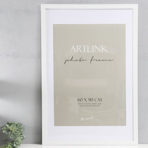 Фоторамка для фото 60×90 см Ellis, МДФ, с паспарту, белый, (пластиковый экран)