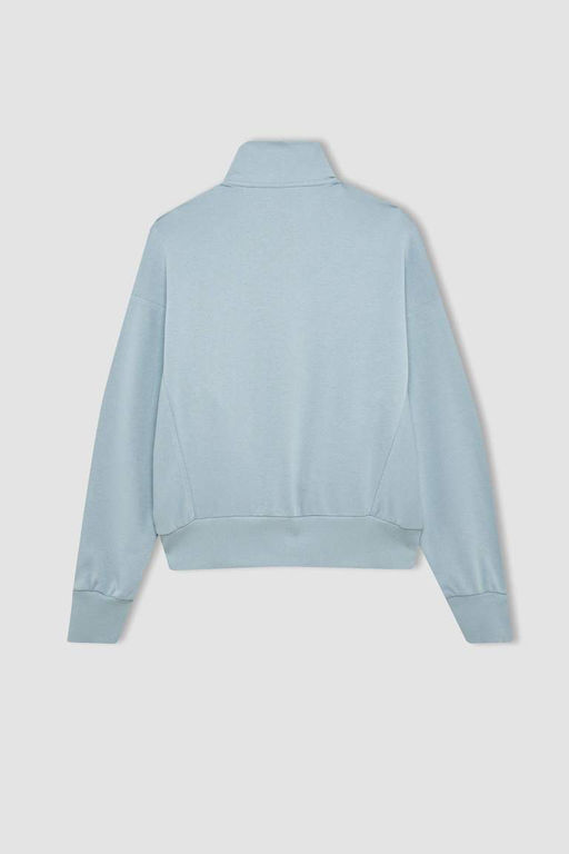 DeFactoFit Спортивная толстовка Oversize с воротником-стойкой и молнией с принтом  фото 7