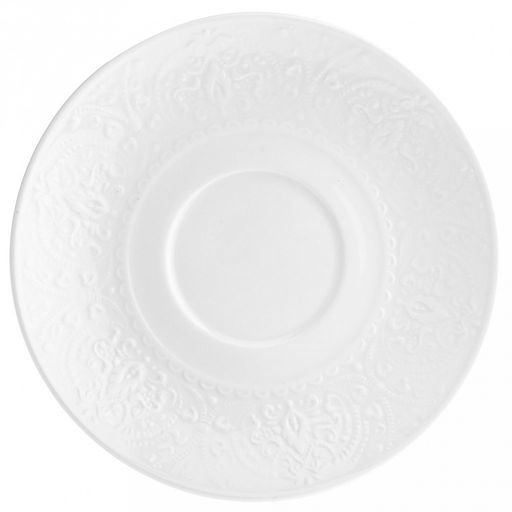 "Русь" Блюдце фарфоровое д160мм h23мм, белый, рельефный декор (подходит для чашки код 104845) (Китай)