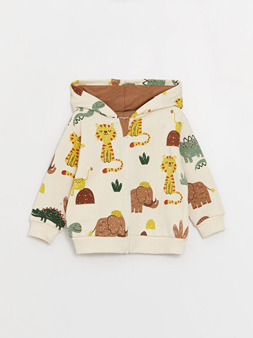 Kap??onlu Uzun Kollu Bask?l? Erkek Bebek 2li Tak?m - Waikiki фото 2