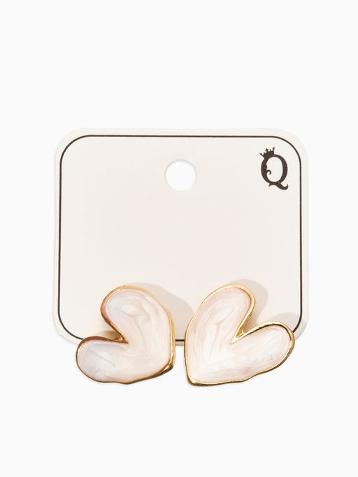 Цена за 2 шт. Серьги "Сердечки перламутровые", цвет белый в золоте