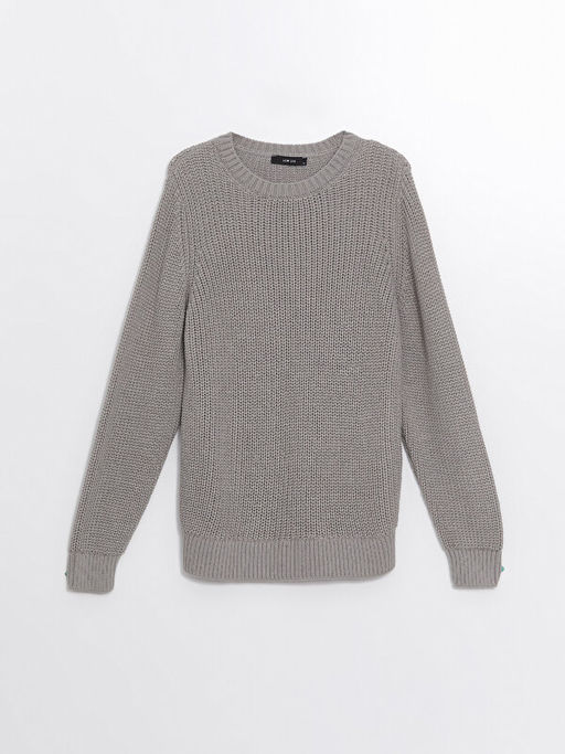 Bisiklet Yaka D?z Uzun Kollu Kad?n Triko Kazak