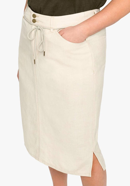 Льняная юбка, бежевая - Sheego фото 7