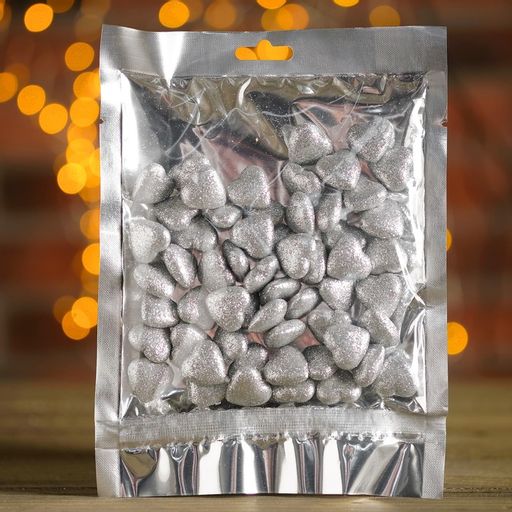 Цена за 2 шт. Фигурка для поделок и декора "Сердце", набор 50 шт., размер 1 шт. 1,5×1,5×0,5 см, цвет серебро