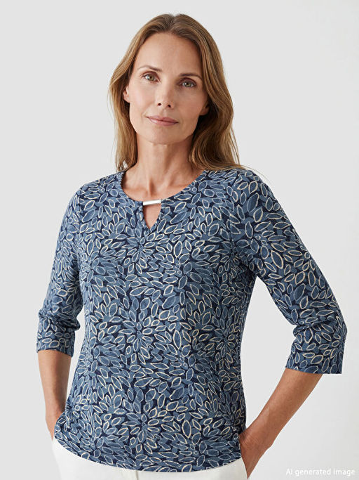 Bisiklet Yaka Desenli Bluz