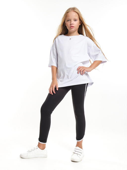 Лосины летние подростковые UD 3688 черный/белый - Mini maxi фото 4