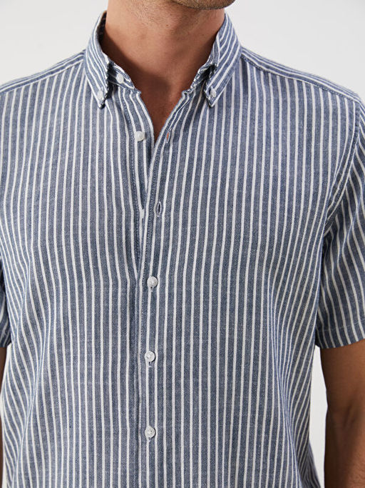 Regular Fit K?sa Kollu ?izgili Arm?rl? Erkek G?mlek