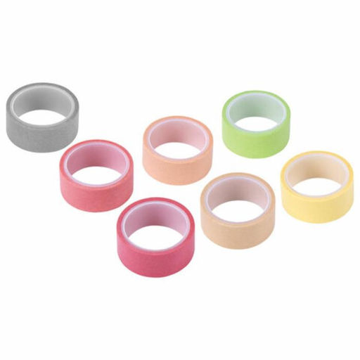 Клейкие WASHI-ленты д/декора «ПАСТЕЛЬ», 7 цветов, 15 мм × 3 м, рисовая бумага