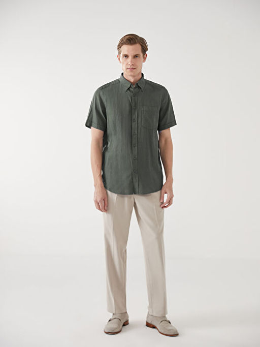 Regular Fit K?sa Kollu Poplin Erkek G?mlek