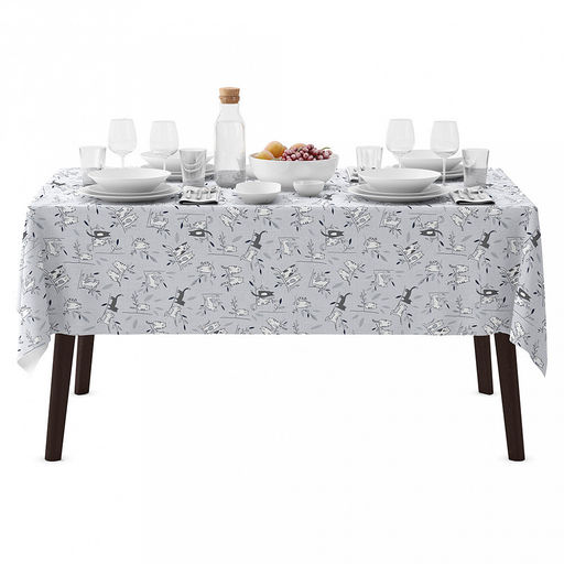 Скатерть 145х145см "Мы котики", длина стола до 110см, на 4 персоны, рогожка 186г/м2, хлопок 100%, упаковка классическая 28х41см, "Домашняя мода" (Россия)