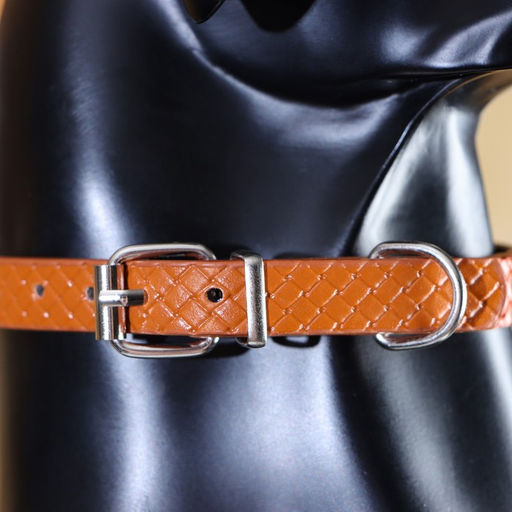 Ошейник рифленый с 2 рядами клепок, 33 х 1,2 см, ОШ 23-29, коричневый - Пижон фото 9