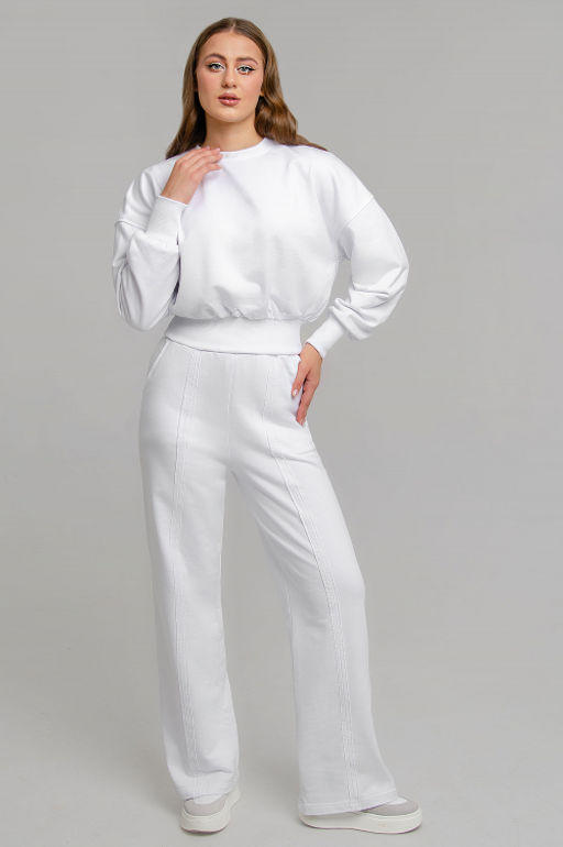 Арт. 2538 Костюм женский с брюками 44-48 (3 шт) Цвет:белый - Калинка фото 2