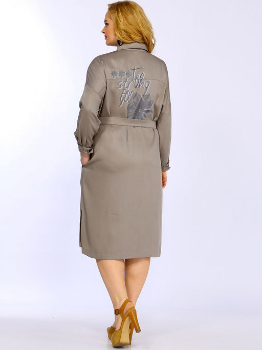 Платье-рубашка бежевого цвета в деловом стиле