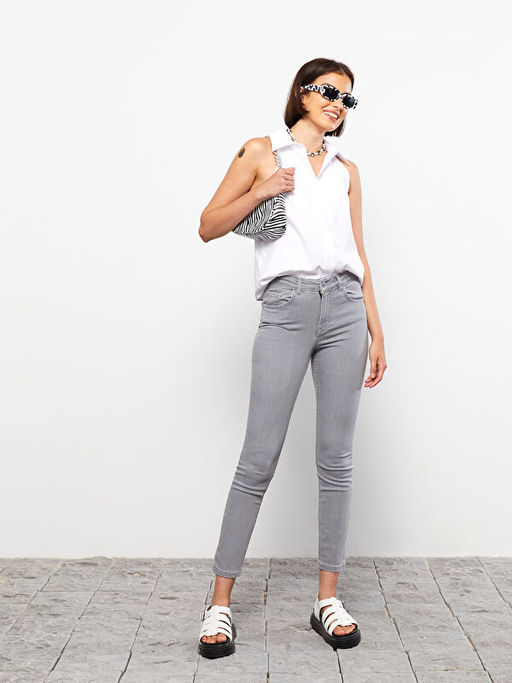 Mercury Skinny Fit D?z Cep Detayl? Kad?n Rodeo Jean Pantolon