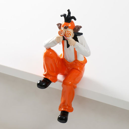 Фигурка полистоун «Клоун с леденцами, сидит», бело-оранжевый, 10×9.5×20 см