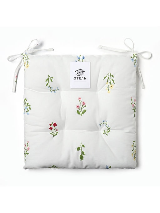 Подушка на стул Этель. Цветочек, 42?42?7 см, белая