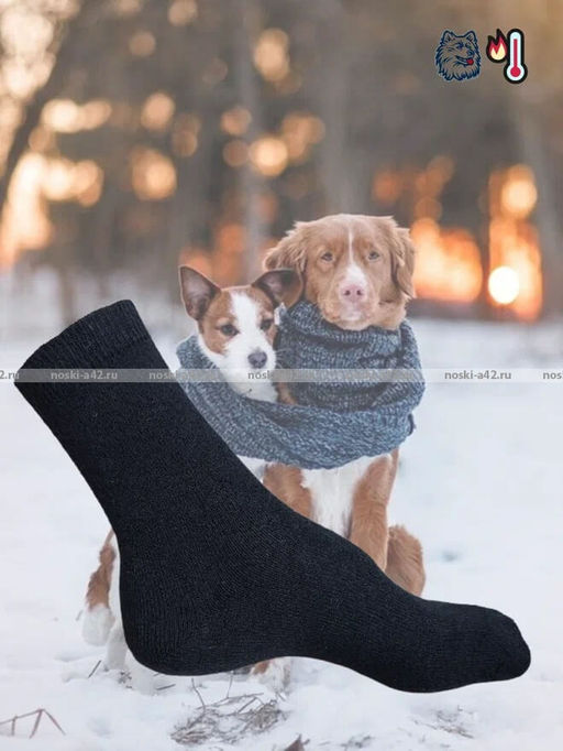 Цена за 12 пар. Термоноски мужские верблюжья шерсть внутри махра арт. А0501 ЧЕРНЫЕ - Bfl фото 7