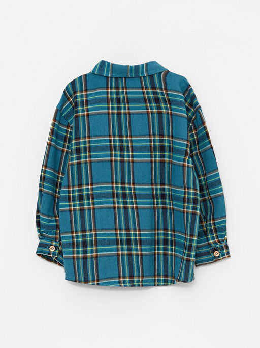 Kap??onlu Uzun Kollu Ekose Desenli Erkek Bebek G?mlek