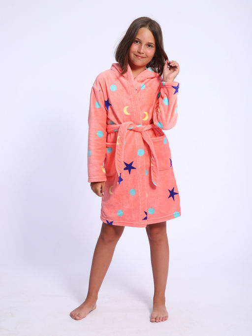 Халат подростковый из ультрасофта "Нежность" коралл