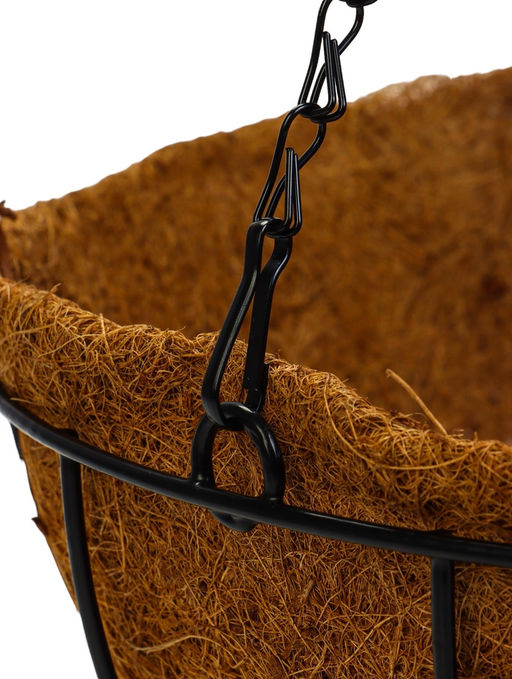 Кашпо подвесное «Полусфера», d=35 см, h=58 см, металлическое, со вставкой из кокоса, Greengo