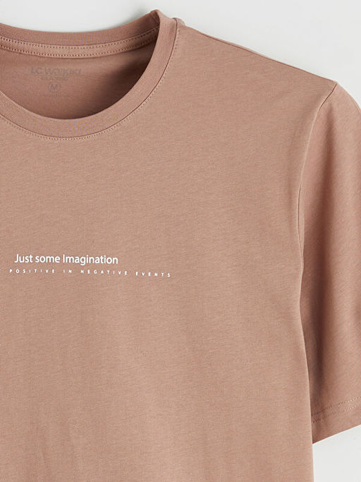 Bisiklet Yaka Yaz? Bask?l? Penye Erkek Ti??rt