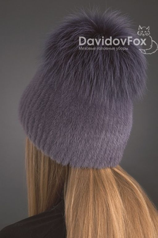 Шапка Лыжница норка орнамент слива