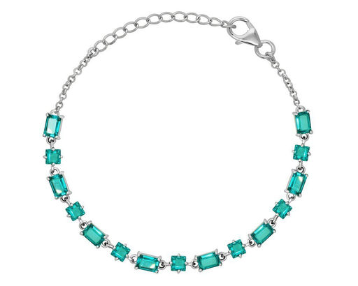 Браслет из серебра аквамарин выращ., Рио