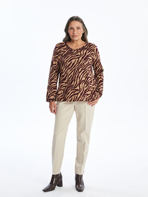 Bisiklet Yaka Desenli Kad?n Bluz