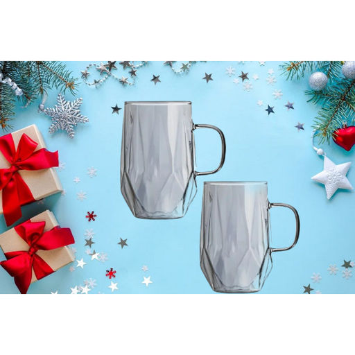 Цена за 2 шт. Кружка Консул, стекло 300 мл, графит/грани (упаковка 2 шт)