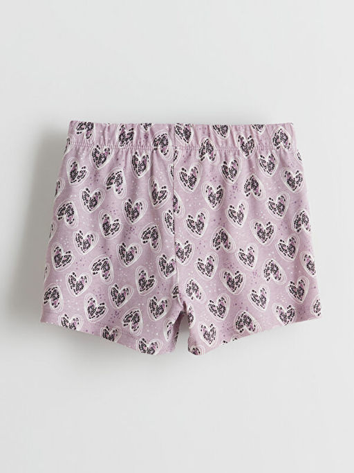 Kalp Bask?l? K?z ?ocuk ?ort Pijama Alt?