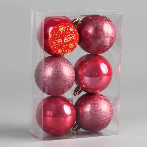Ёлочные игрушки Чары волшебства, шары новогодние, d=5.5 см, набор 6 шт., красный - Зимнее волшебство фото 2