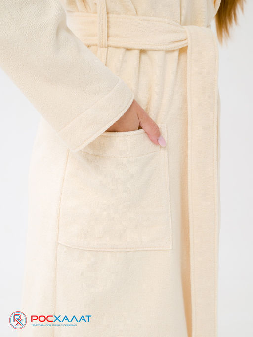 Женский халат с капюшоном кремовый МЗ-06 (131)