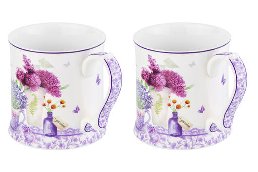 Набор кружек 2 пр. 380 мл 12,3*9*9 см "Лаванда" фарфор NEW BONE CHINA
