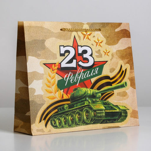 Цена за 2 шт. Пакет подарочный ламинированный, упаковка, «С 23 февраля», ML 25×21×8 см