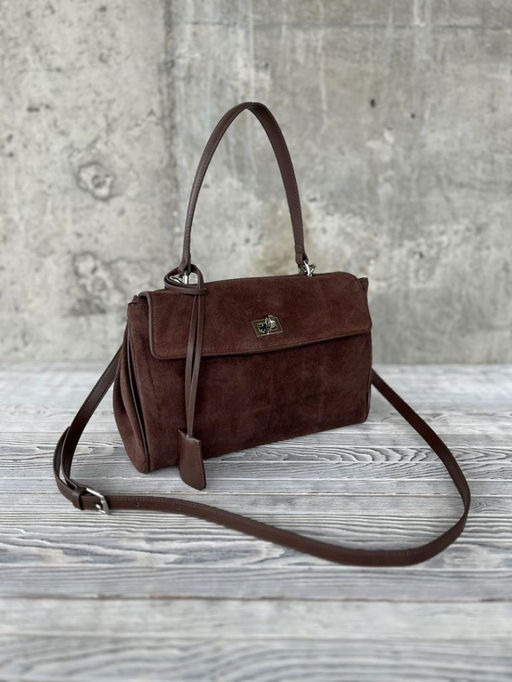 Женская замшевая сумка-портфель 8399 Кофе